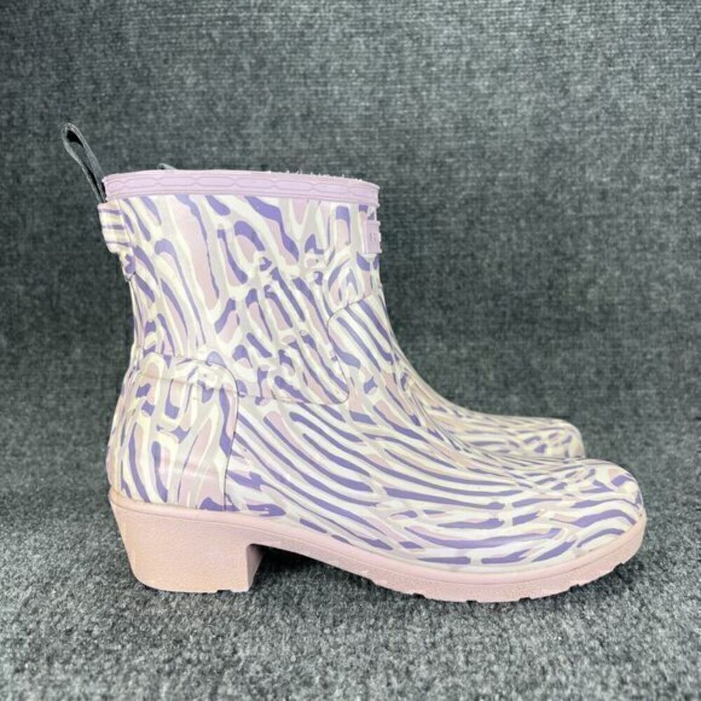 Hunter Boots Womens 7 Purple Short Low Rubber Rain Pull On Ankle Booties Shoes